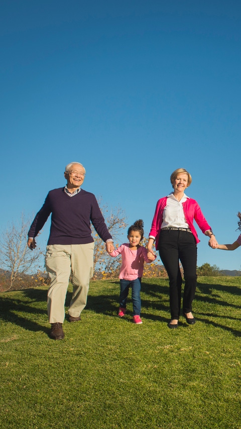 Family walking together in park